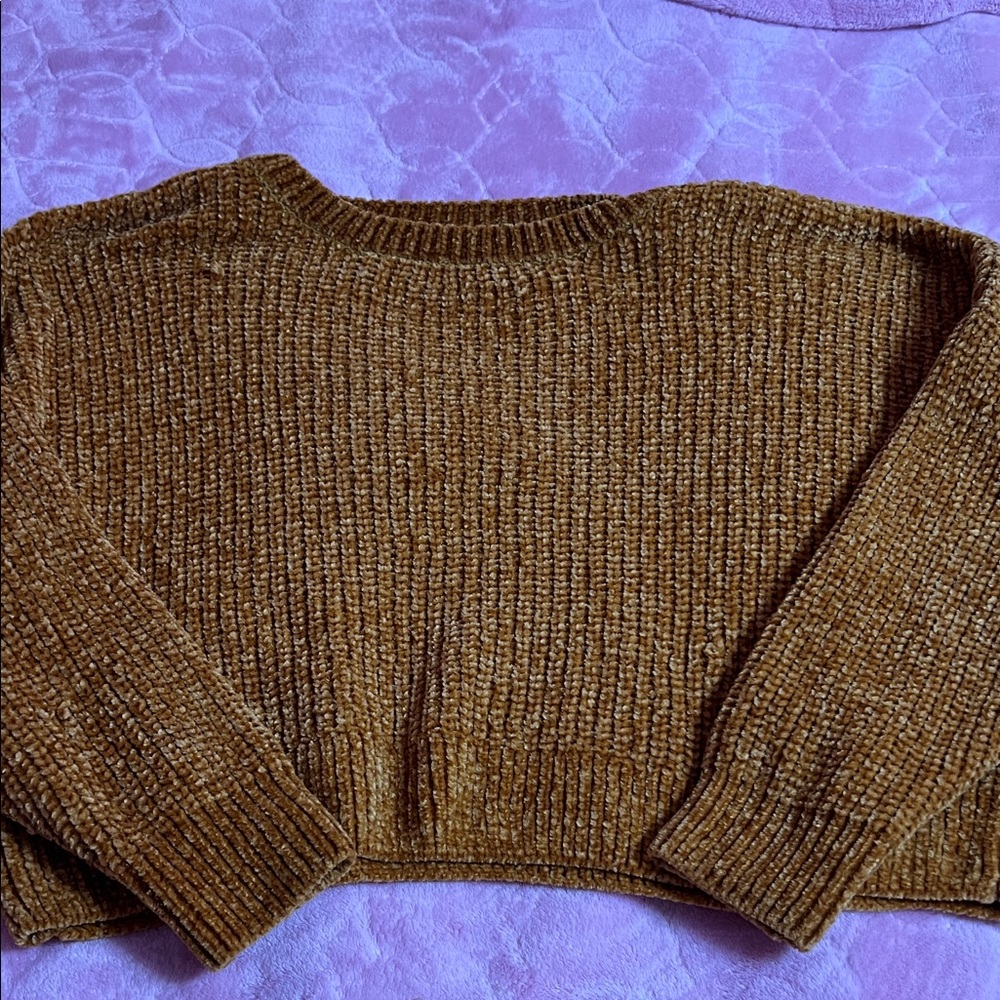 mustard yellow knit cropped sweater